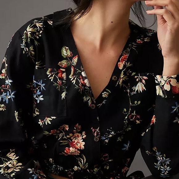 Anthropologie Tops - Anthropologie Pilcro Cropped Waist-Tie Blouse L